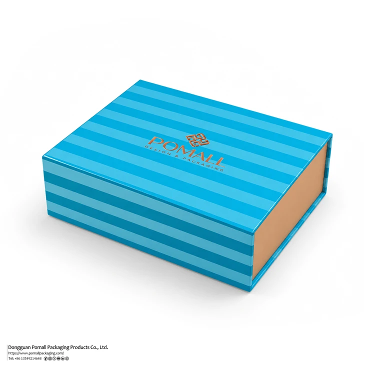 Blue Striped Magnetic Foldable Apparel Gift Box best