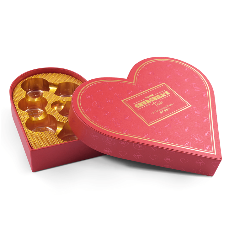 Red Heart-Shaped Chocolate Gift Box Features Gold Stamping high quality