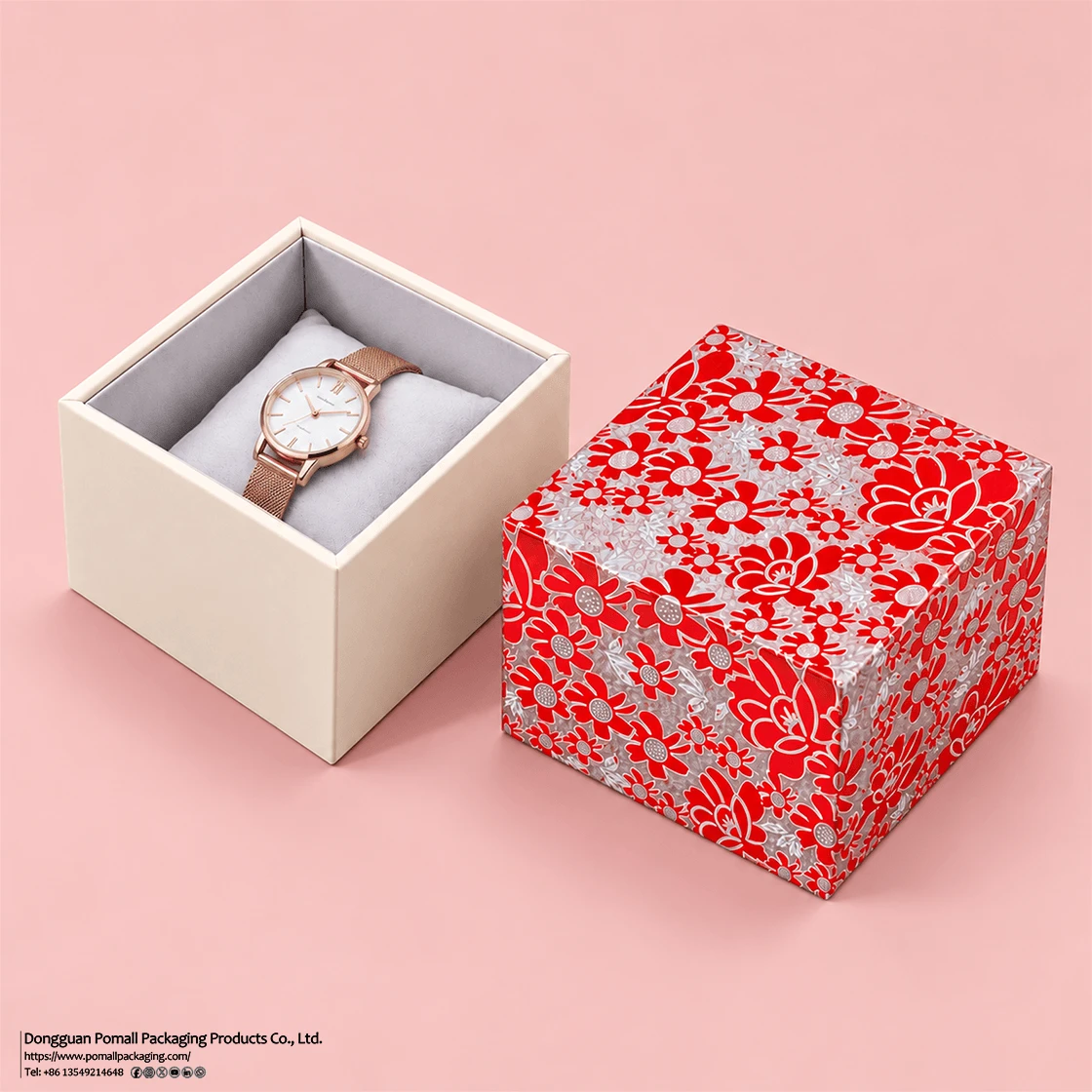 Floral Pattern Rigid Watch Gift Box