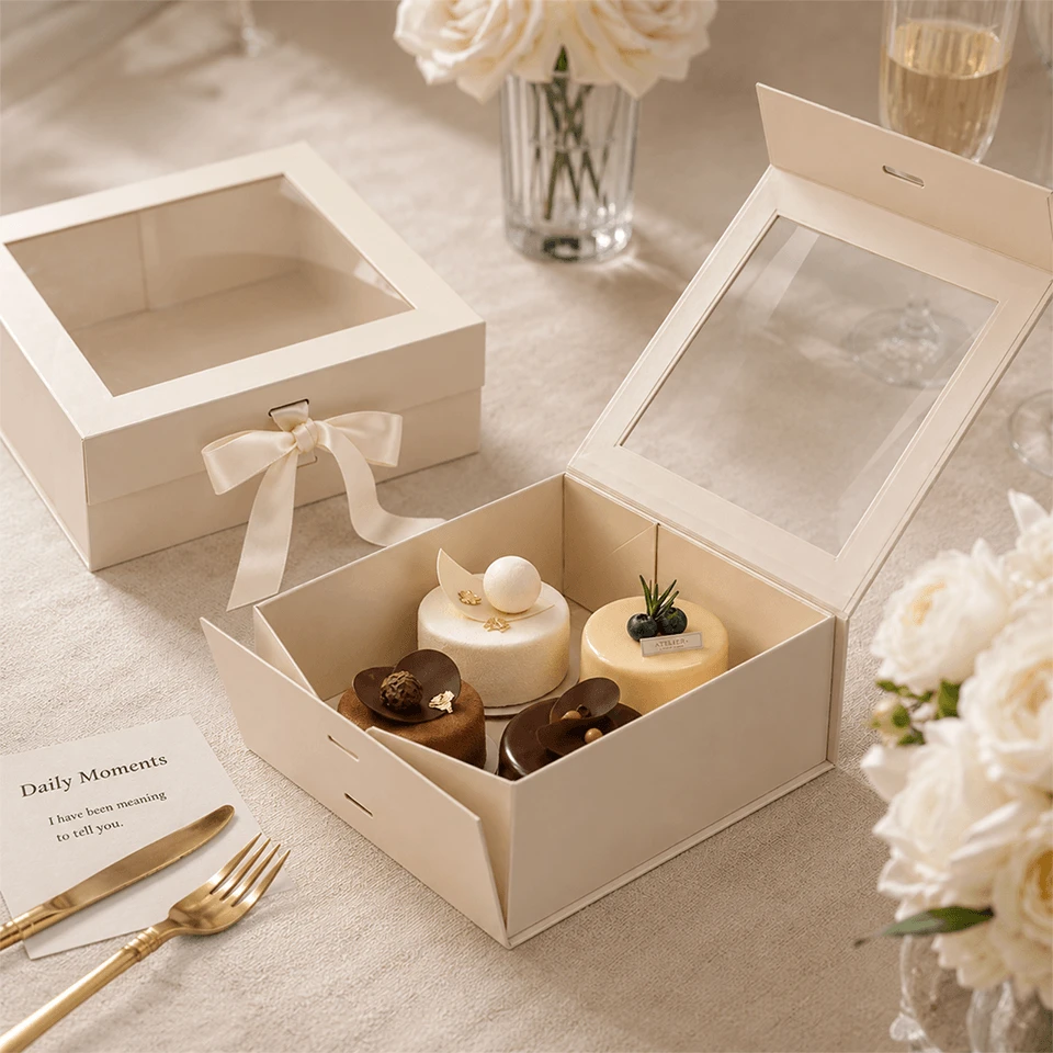 premium dessert box with pvc window premium dessert box with pvc window