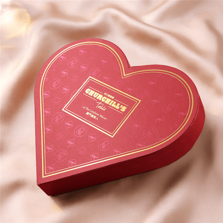 Red Heart-Shaped Chocolate Gift Box Features Gold Stamping
