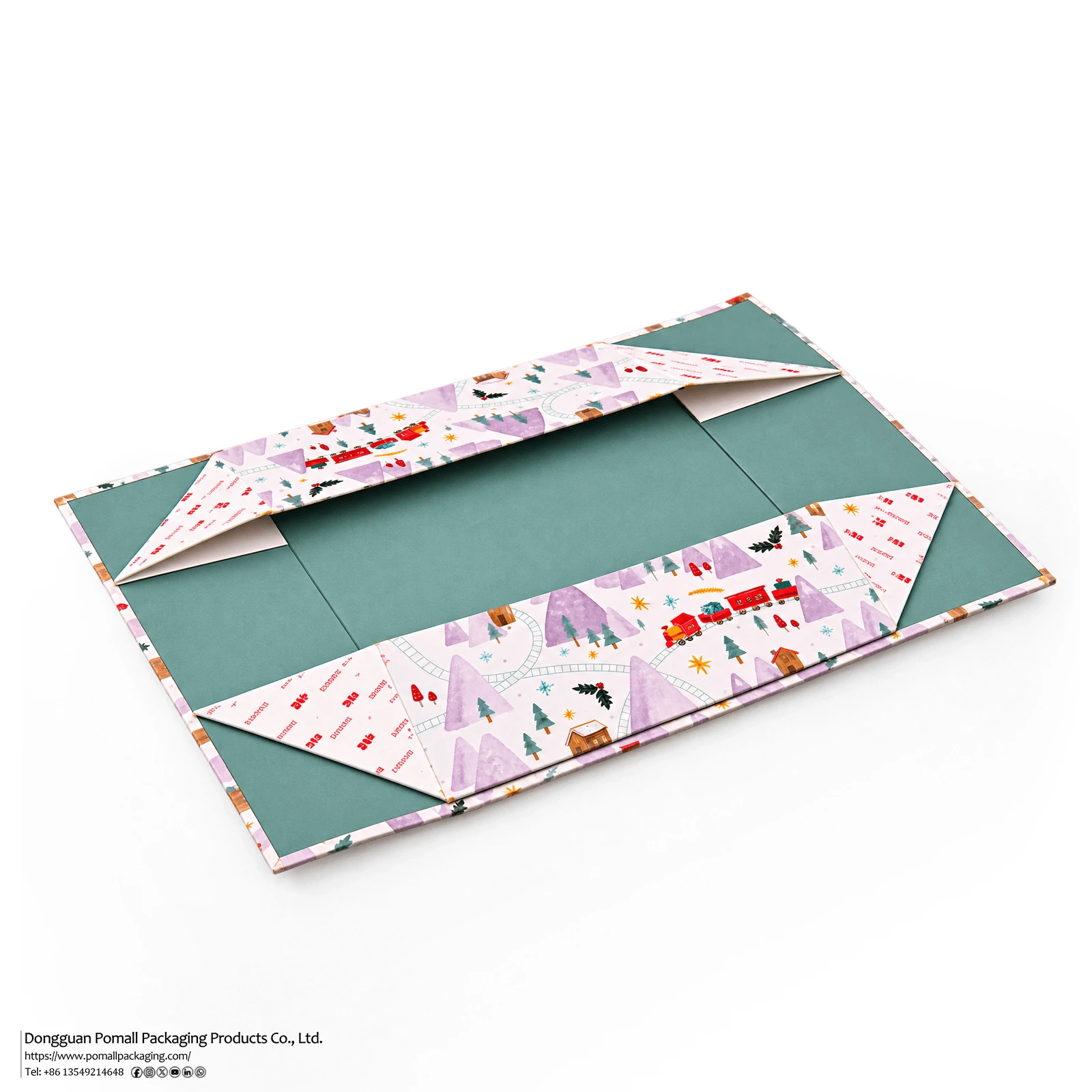Flat folding rigid paper box with adhesive strips Flat folding rigid paper box with adhesive strips