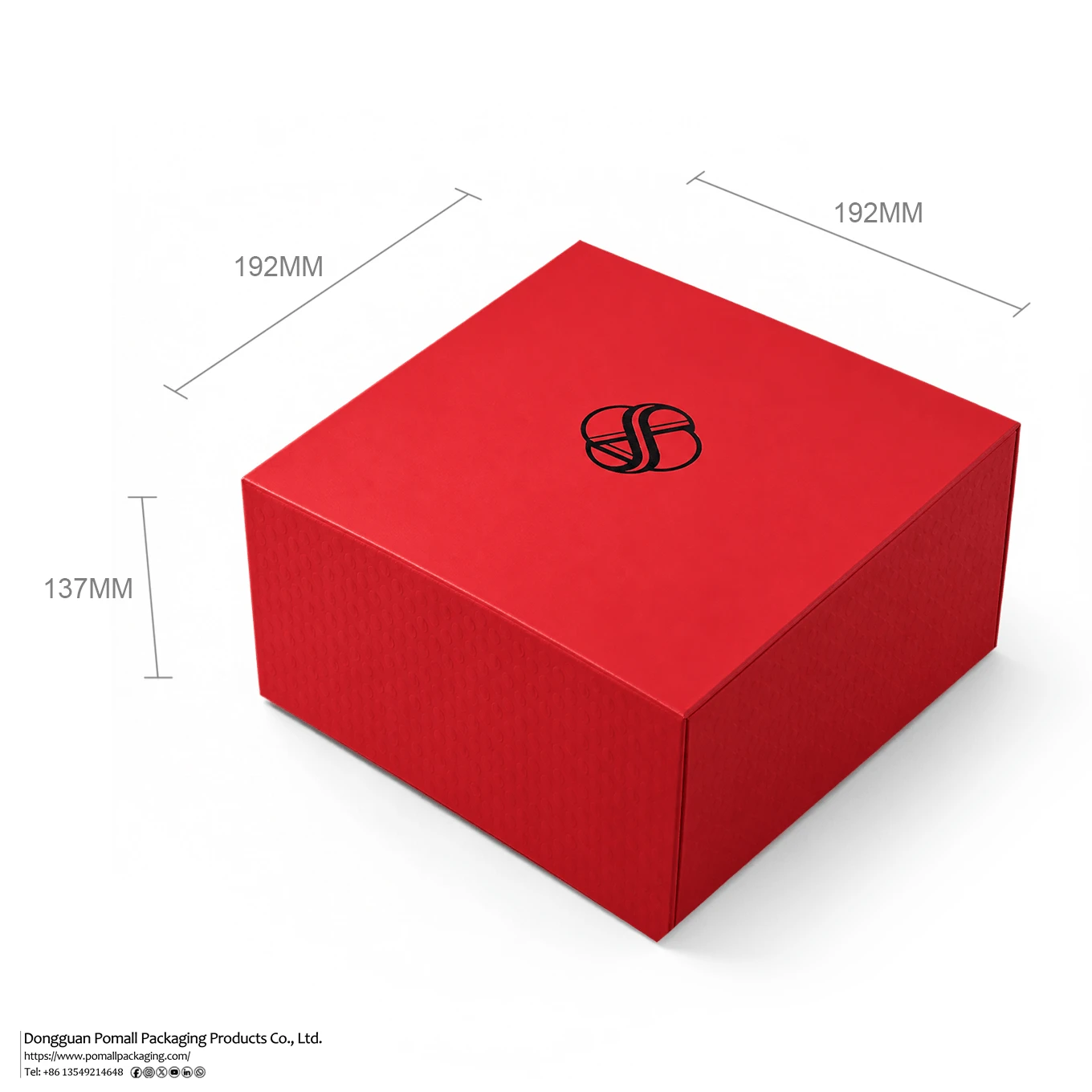 Red foldable clothing gift box displayed on a marble tabletop Red foldable clothing gift box displayed on a marble tabletop