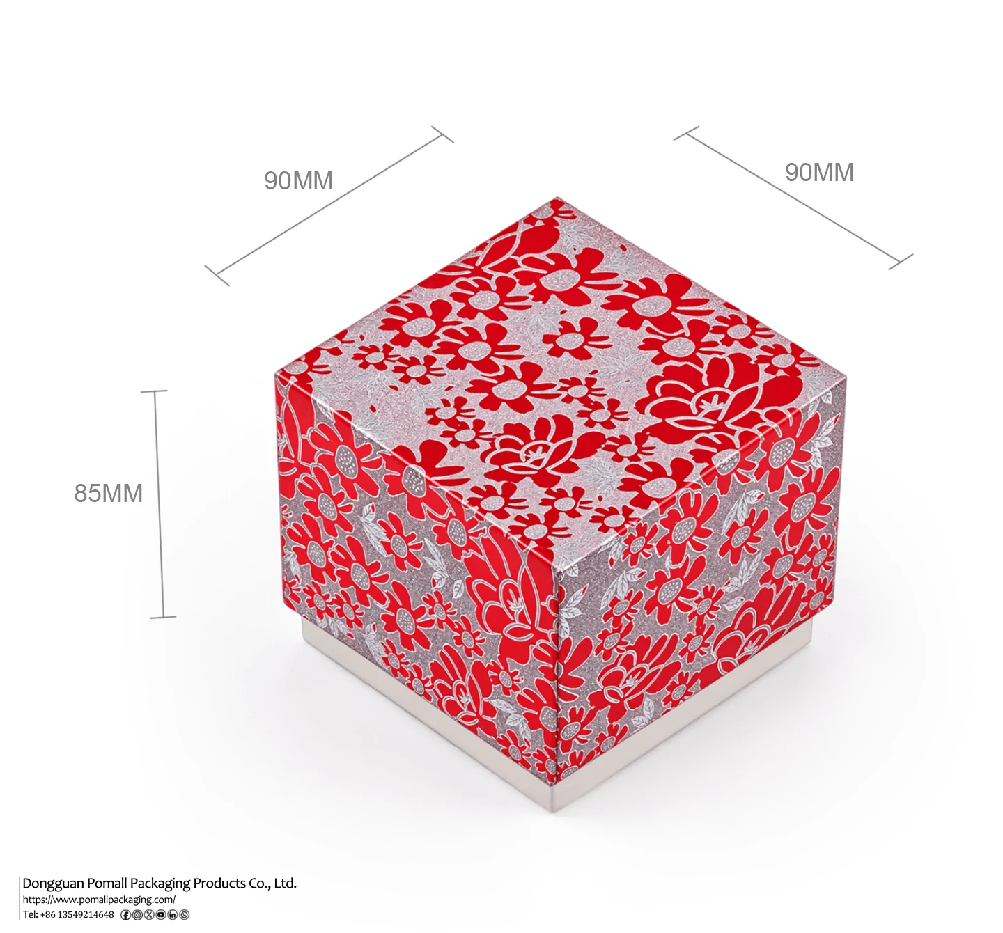 Red floral rigid watch gift box with removable lid Red floral rigid watch gift box with removable lid