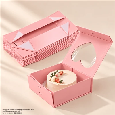 Pink Heart Window Foldable Cake Gift Box